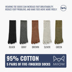 5x Paire de chaussettes 5 doigts en coton antibactérien