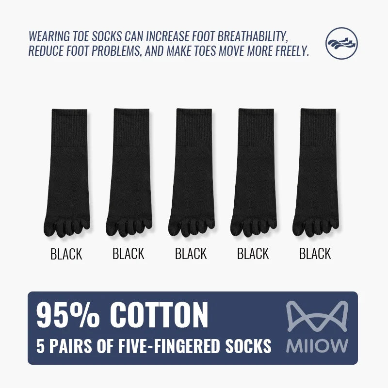 5x Paire de chaussettes 5 doigts en coton antibactérien