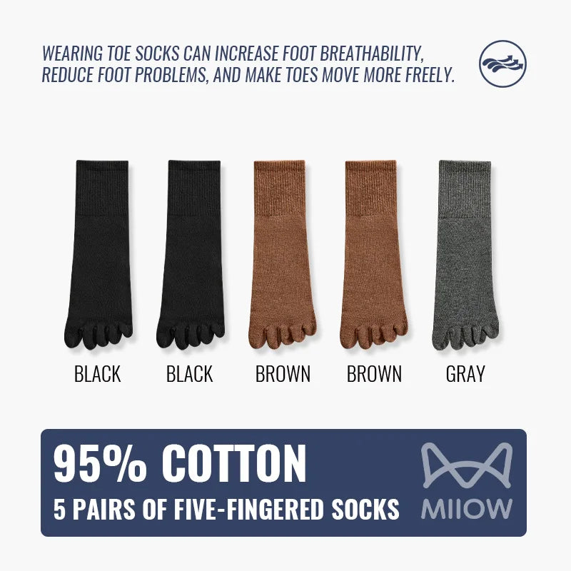5x Paire de chaussettes 5 doigts en coton antibactérien