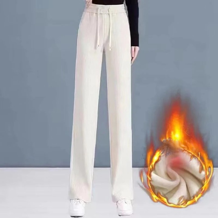 Women's Loose Corduroy Pants - Fur Lined