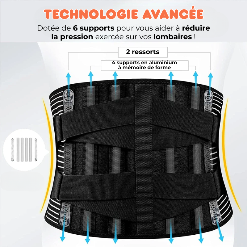 Attelle Lombaire à Compression Réglable et Baleines Métalliques