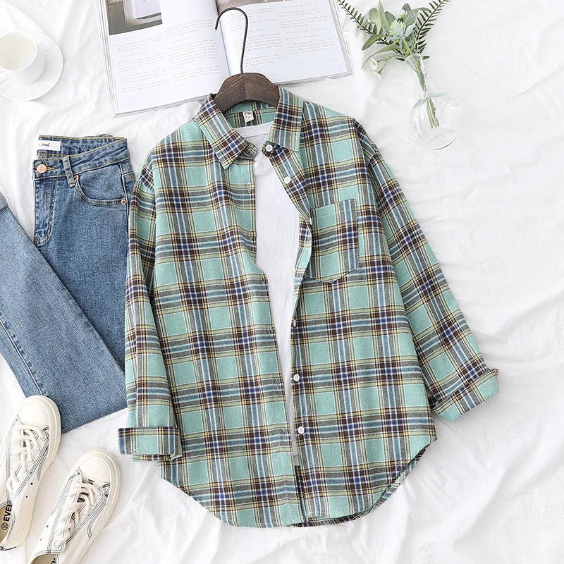 Chemise à Carreaux en Flanelle Douce – Femme