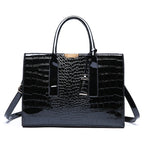 Ensemble Sac cabas croco avec porte-feuille et porte-carte