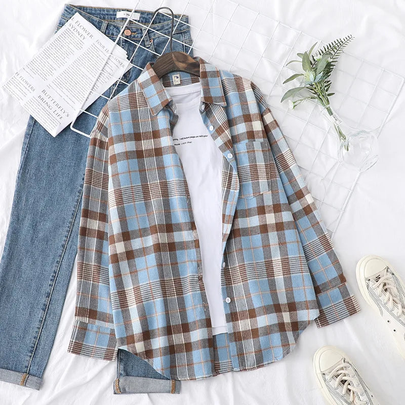 Chemise à Carreaux en Flanelle Douce – Femme
