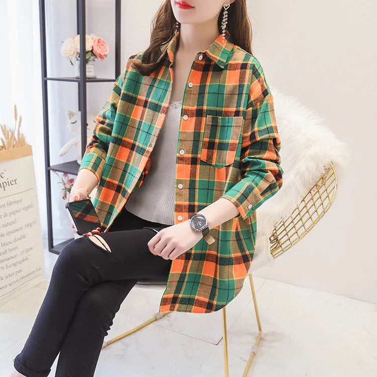 Chemise à Carreaux en Flanelle Douce – Femme