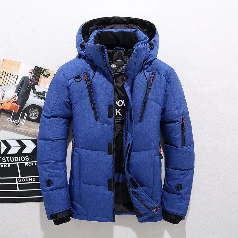 Men's Warm Duck Down Parka with Detachable Hood