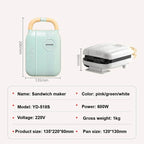 Mini Grill à sandwich et gaufrier 2 en 1
