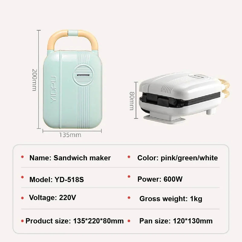 Mini Grill à sandwich et gaufrier 2 en 1