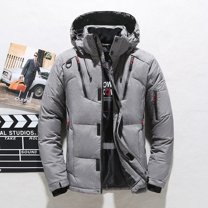 Men's Warm Duck Down Parka with Detachable Hood