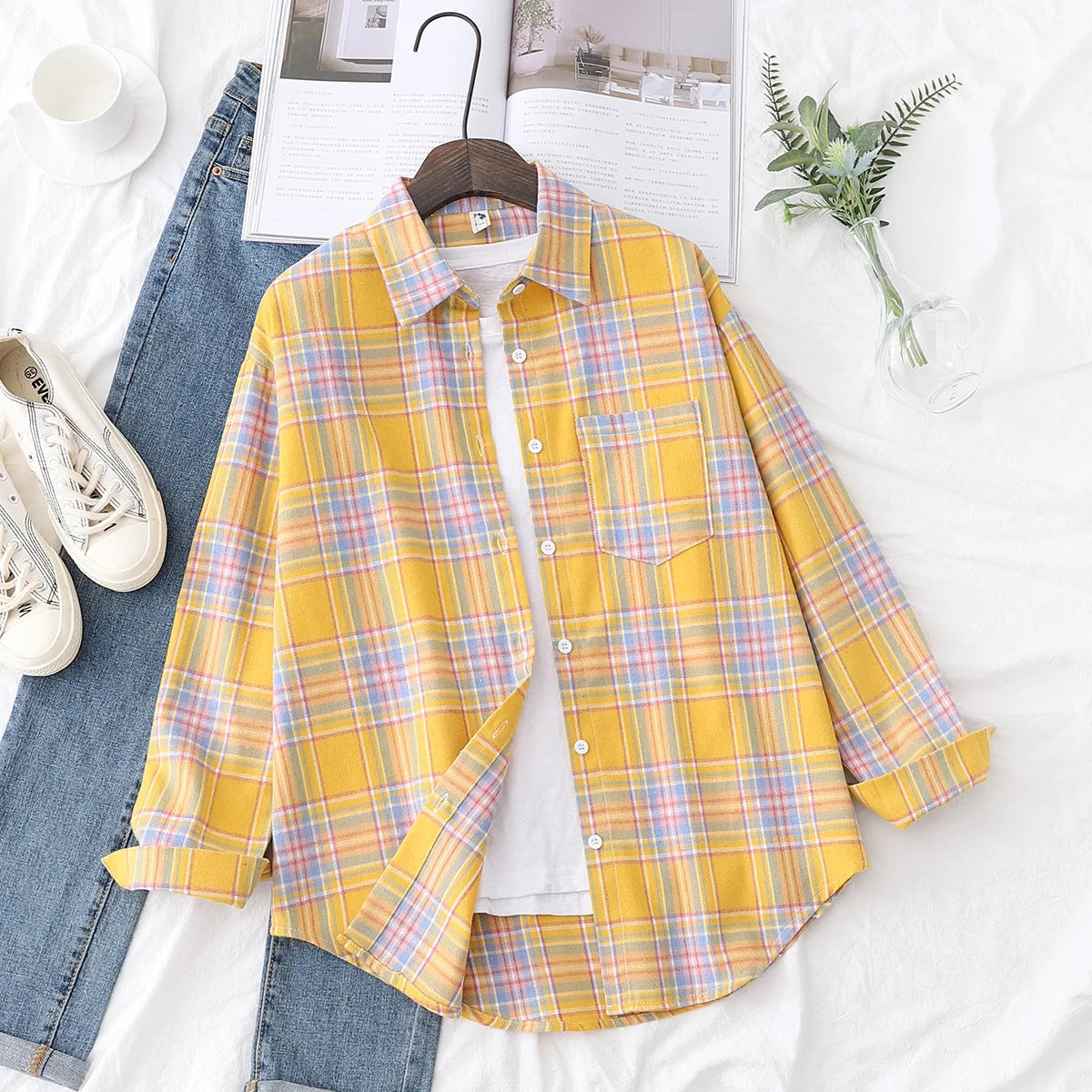 Chemise à Carreaux en Flanelle Douce – Femme