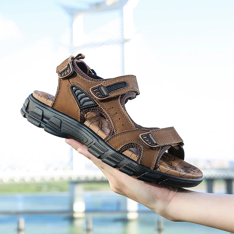 Sandales d'Été en Cuir pour Homme - Spéciales Activités Plein Air