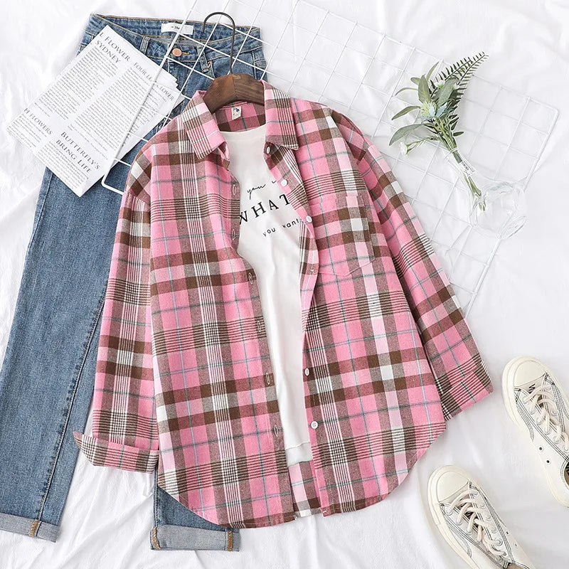 Chemise à Carreaux en Flanelle Douce – Femme