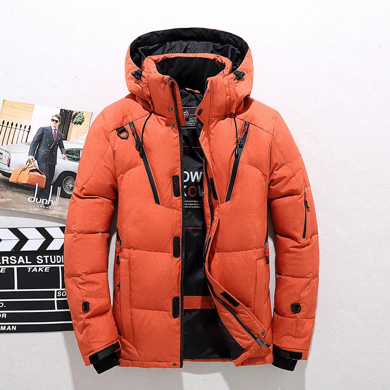 Men's Warm Duck Down Parka with Detachable Hood