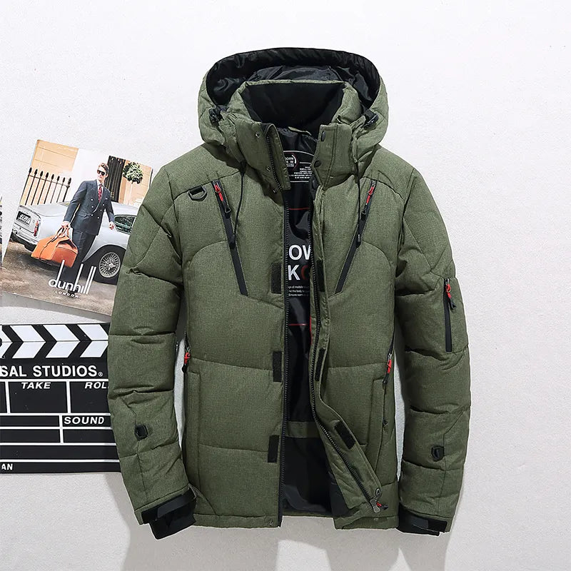 Men's Warm Duck Down Parka with Detachable Hood