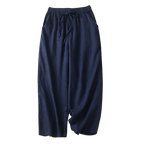 Pantalon Rétro en Coton & Lin Ample Femme - Mi-Saison