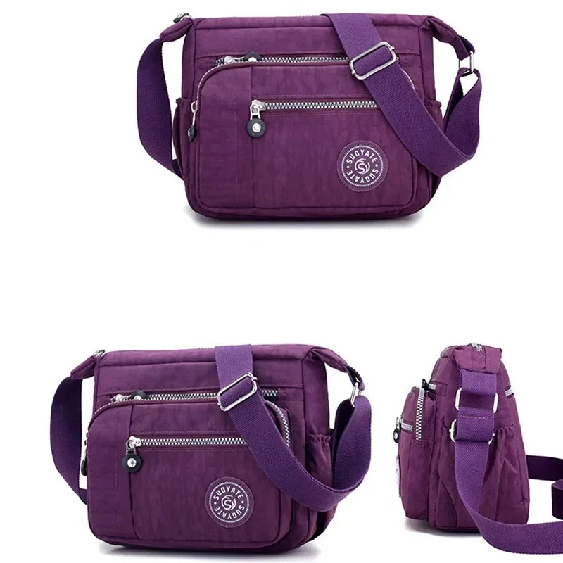 Sac Bandoulière Femme Nylon Imperméable Multi-Poches