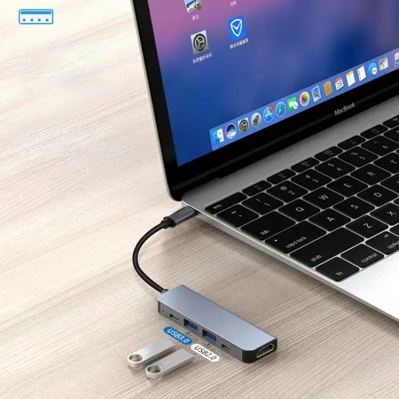 Hub USB-C Multiports avec HDMI 4K et Charge PD – Adaptateur USB 3.0 pour PC, MacBook et Tablette