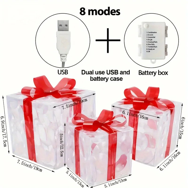 3PCS Cadeaux de Noël Décoratifs Lumineux
