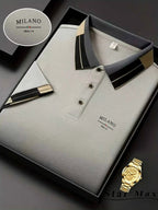 Polo Homme Luxe Brodé Cheval – Manches Courtes, Style Milan et Élégance Business Casual