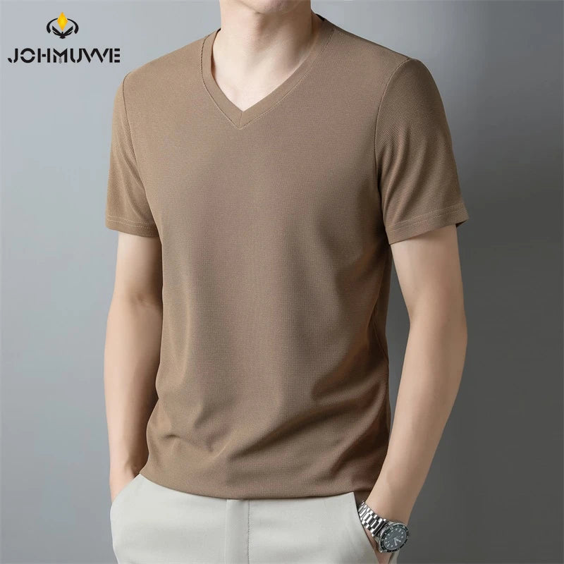 Lot de 2 T-shirts manches courtes et col V Texture Gaufrée - Coton