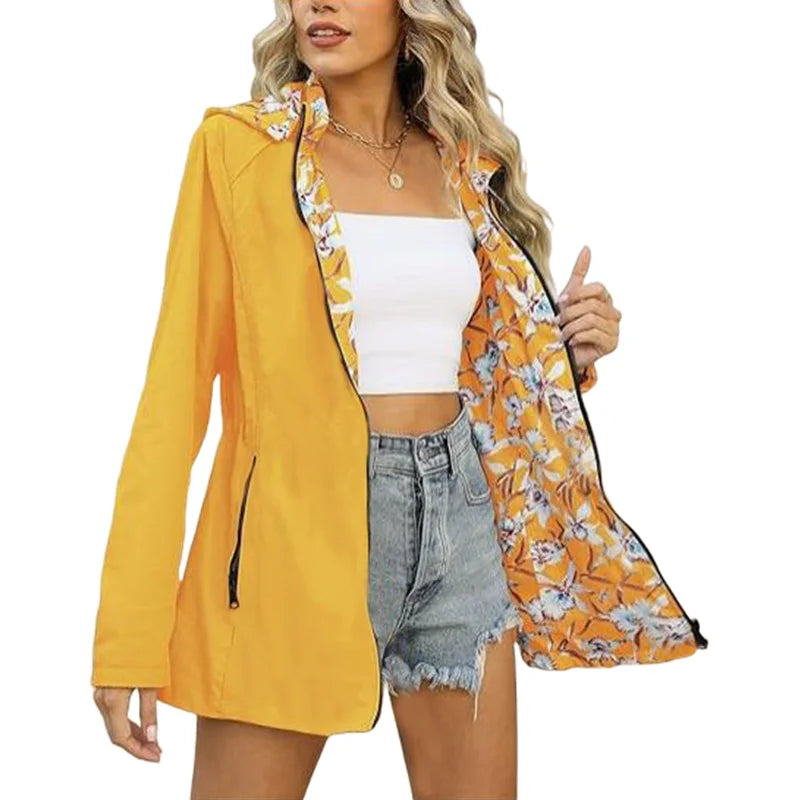 Women's Reversible Hooded Raincoat