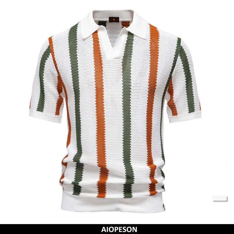 Polo Homme Respirant à Rayures Vintage