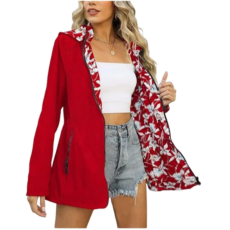 Women's Reversible Hooded Raincoat