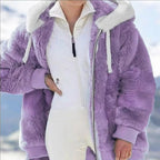 Manteau Chaud Femme en Fausse Fourrure à Capuche