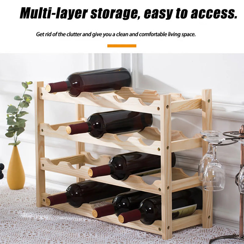 Étagère de rangement en Bois pour Bouteilles de Vin - 2/3 Niveaux