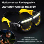 Lunettes de Protection LED Rechargeables 800 lm – Éclairage 5 Modes avec Capteur de Mouvement pour Travaux et Réparations