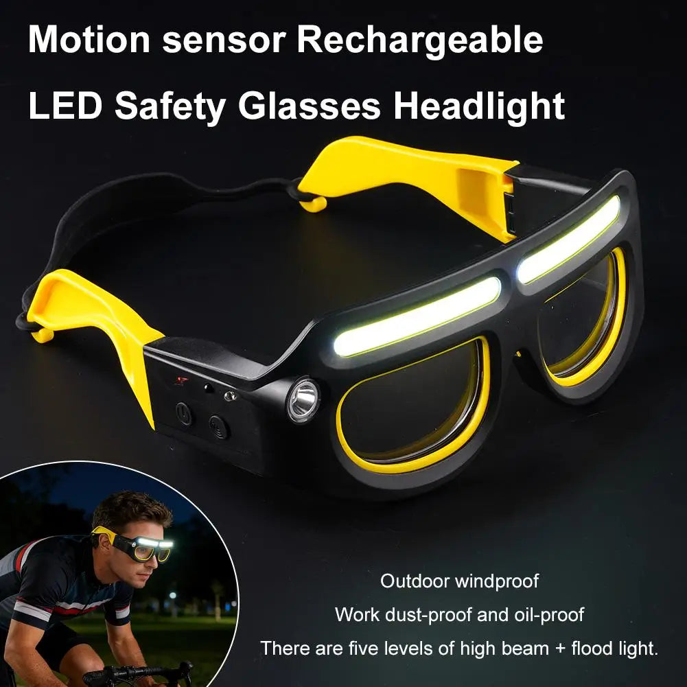 Lunettes de Protection LED Rechargeables 800 lm – Éclairage 5 Modes avec Capteur de Mouvement pour Travaux et Réparations