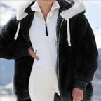 Manteau Chaud Femme en Fausse Fourrure à Capuche