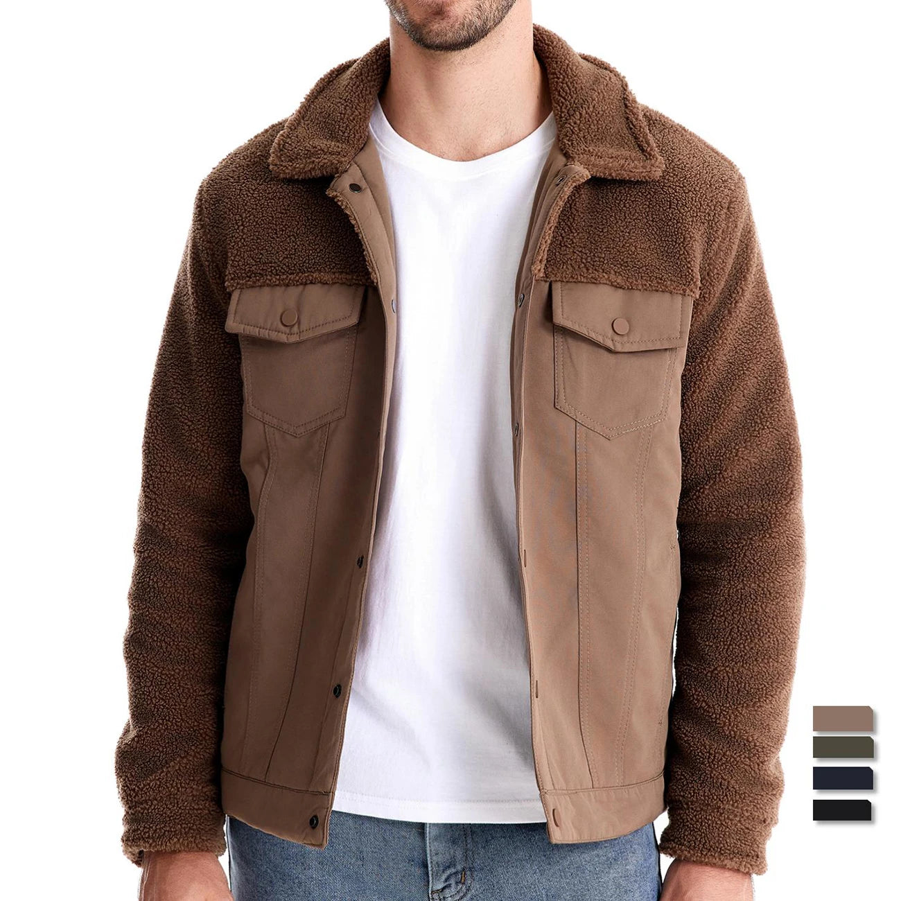 Veste Sherpa Bi-matière pour Homme