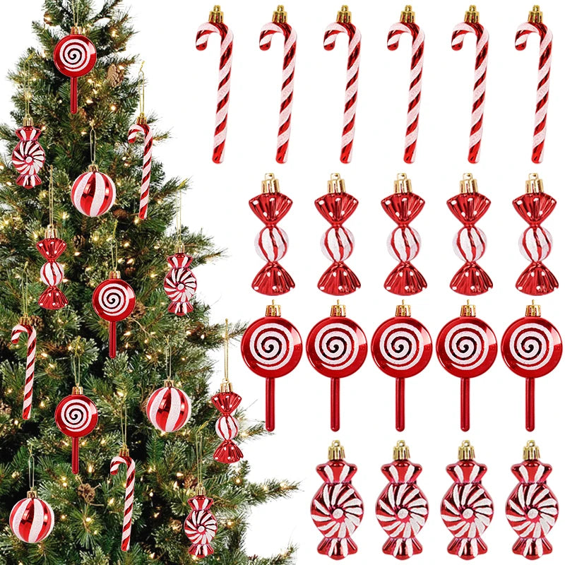Lot de 6 Suspensions Bonbons de Noël