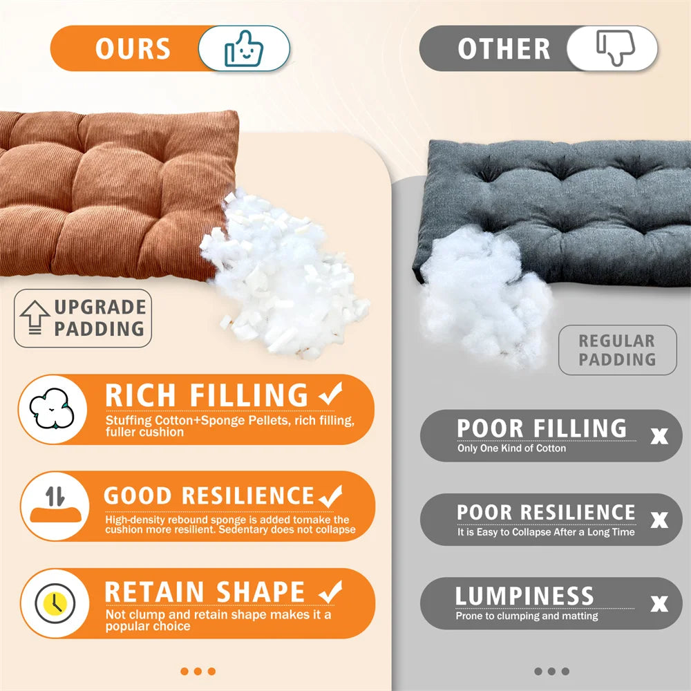 Coussin de Chaise, Banc & Banquette en Velours Côtelé - 31 Tailles