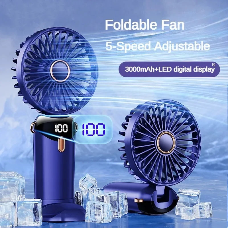 Mini ventilateur portable et pliable avec affichage de la batterie