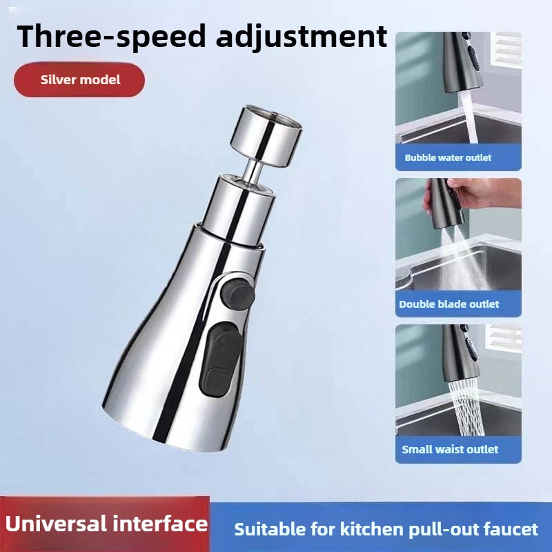 Aérateur de Robinet de Cuisine Universelle 3-en-1 – Orientable à 360°, 3 Modes de Jet & Rinçage Puissant