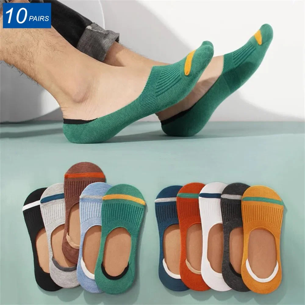 Lot de 10 Chaussettes Invisibles Antidérapantes Été