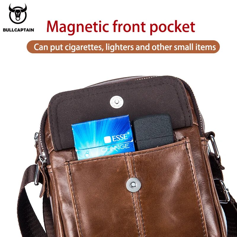 Sac à bandoulière en cuir de vachette pour hommes