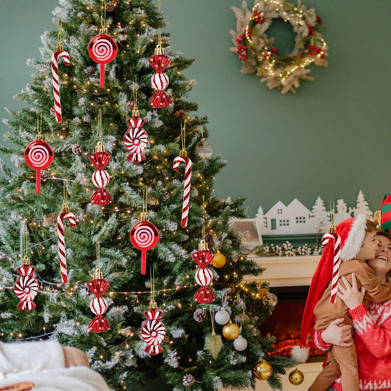 Lot de 6 Suspensions Bonbons de Noël