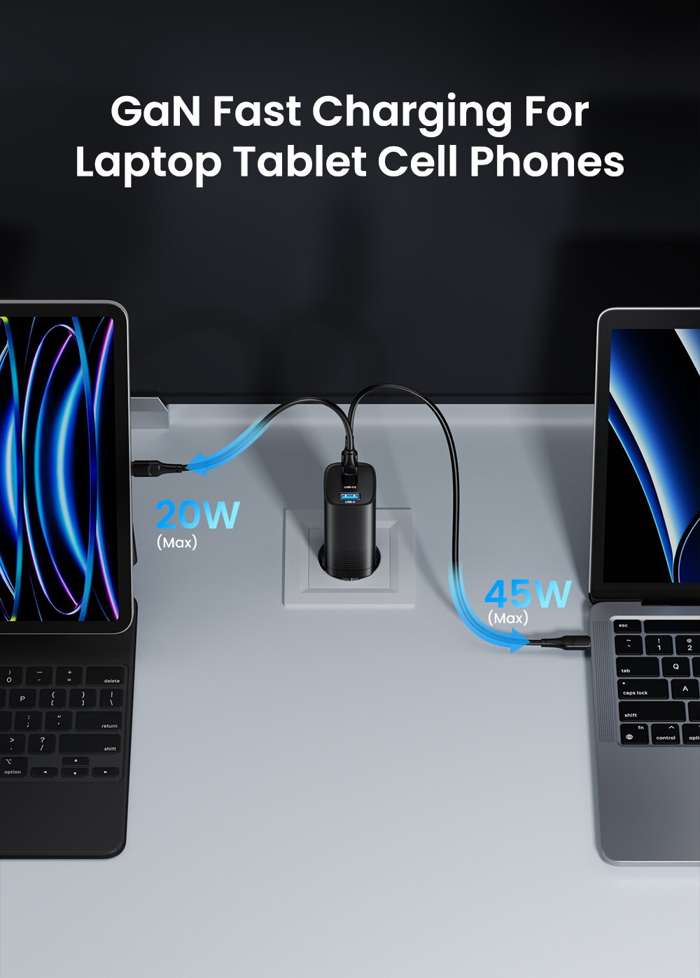 Chargeur USB 3 ports ULTRA RAPIDE - 65W