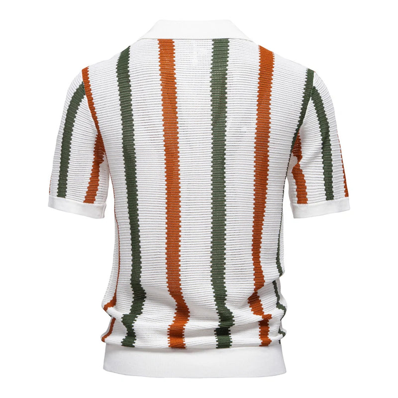 Polo Homme Respirant à Rayures Vintage