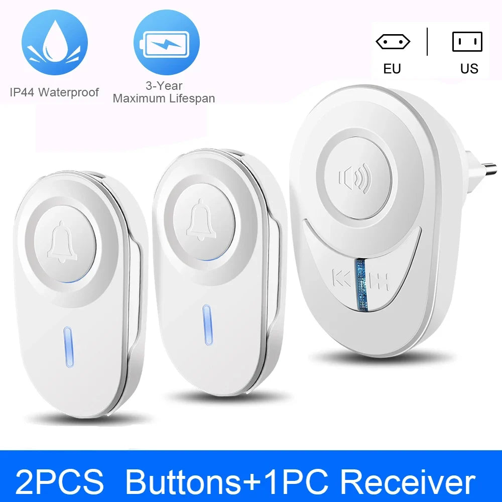 Blanc - 2x Sonnette + 1x Recepteur