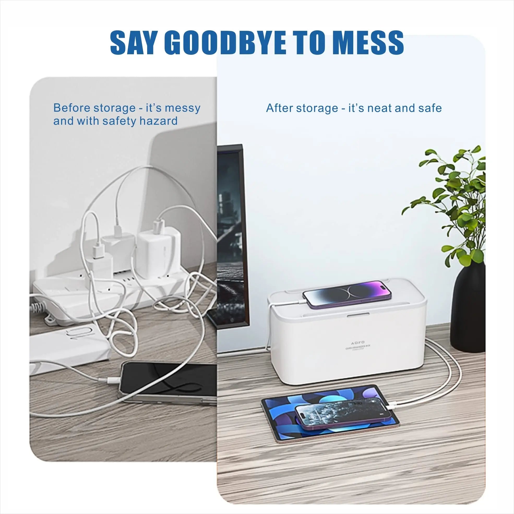 Boîte Cache-Câbles Sécurisée avec Multiprise USB intégrée