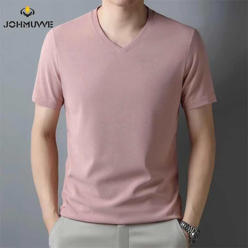 Lot de 2 T-shirts manches courtes et col V Texture Gaufrée - Coton