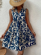 Robe d'Été Boho Florale Élégante Sans Manches Col V à Volants