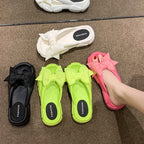 Tongs à semelle compensée avec nœud papillon pour femmes