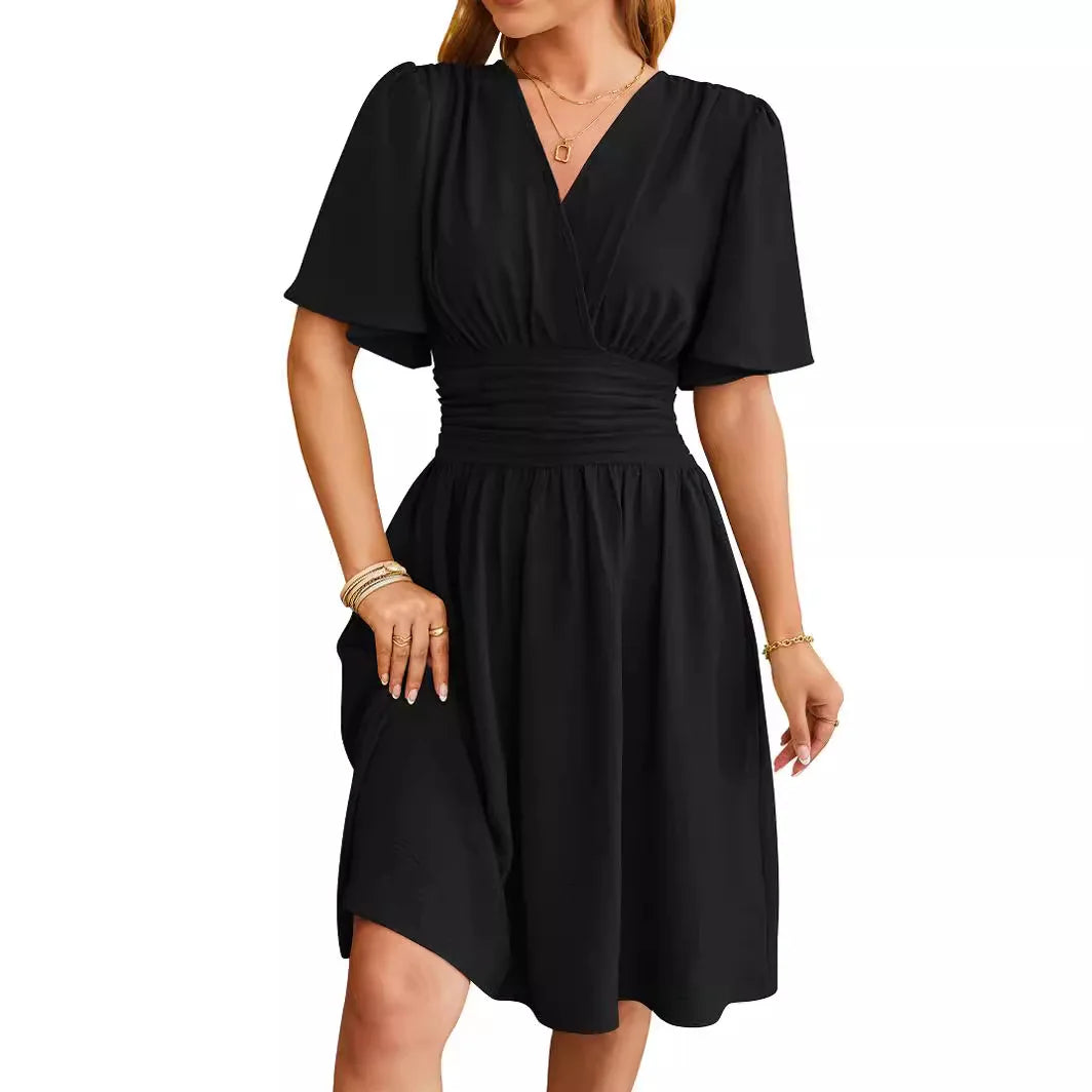 Robe en Coton à Col V & Taille Cintrée - Collection Été 2024