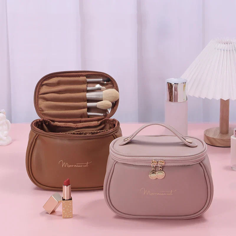 Trousse de Toilette en Cuir PU - Praticité & Grande Capacité
