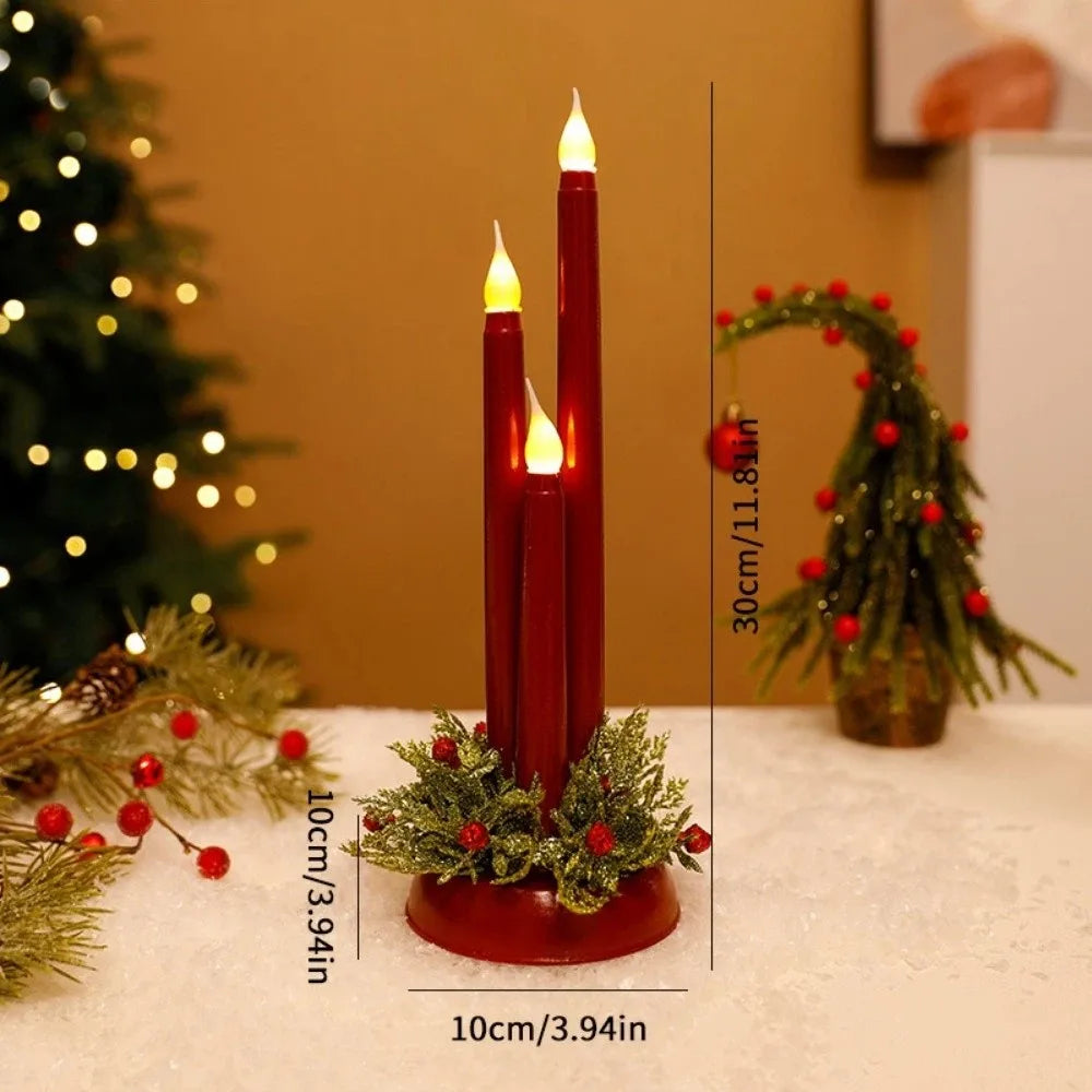 Christmas LED Taper Candles 3PCS